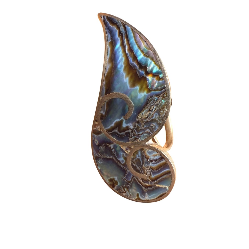 Vtg Mexico Artisan Single Clip On Earring Abalone Ocean Modernist Boho Jewelry